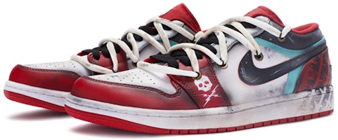 【定製球鞋】 Jordan Air Jordan 1 Low 死亡證據 手繪噴繪 低筒 復古籃球鞋 GS 白紅黑 Lookbook 【定製球鞋】 Jordan Air Jordan 1 Low 死亡證據 手繪噴繪 低筒 復古籃球鞋 GS 白紅黑