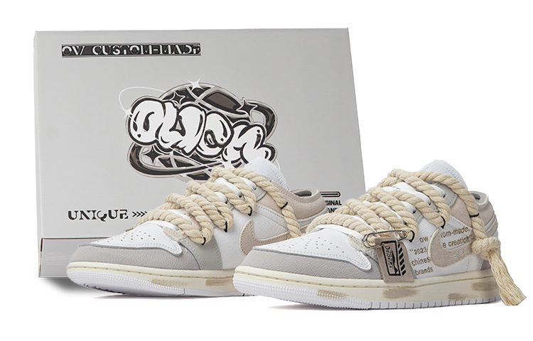 Buy 에어 조던 1 로우 '대지의 파편' 커스텀 (47 characters) DN1635-002(Team拾柒-男款低帮净土球鞋白灰)