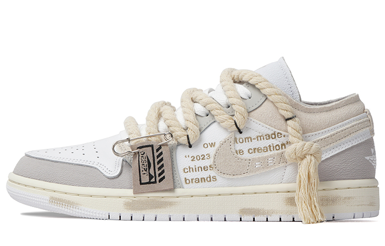 Order 에어 조던 1 로우 '대지의 파편' 커스텀 (47 characters) DN1635-002(Team拾柒-男款低帮净土球鞋白灰)