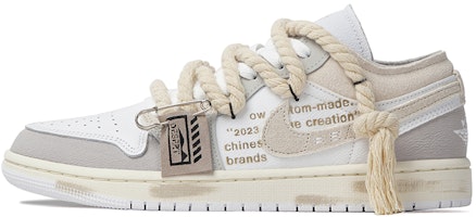 【客製化球鞋】 Jordan Air Jordan 1 低幫 織物 淨土 大地色系 廢墟風 做舊 解構 復古籃球鞋 男款 白灰 Order 【客製化球鞋】 Jordan Air Jordan 1 低幫 織物 淨土 大地色系 廢墟風 做舊 解構 復古籃球鞋 男款 白灰