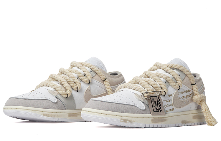Shop 에어 조던 1 로우 '대지의 파편' 커스텀 (47 characters) DN1635-002(Team拾柒-男款低帮净土球鞋白灰)