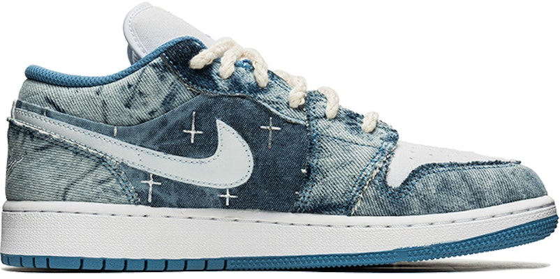 【訂製球鞋】Jordan Air Jordan 1 Low 野鶴製造 丹寧 牛仔貼布 五角星 低筒 復古籃球鞋 GS 白色 Order 【訂製球鞋】Jordan Air Jordan 1 Low 野鶴製造 丹寧 牛仔貼布 五角星 低筒 復古籃球鞋 GS 白色