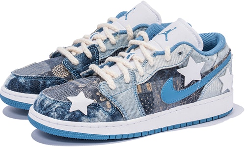 커스텀 에어 조던 1 로우 '데님 패치워크' DM8947-100(TeamB-女款五角星蓝B-BOX) Lookbook 커스텀 에어 조던 1 로우 '데님 패치워크' DM8947-100(TeamB-女款五角星蓝B-BOX)