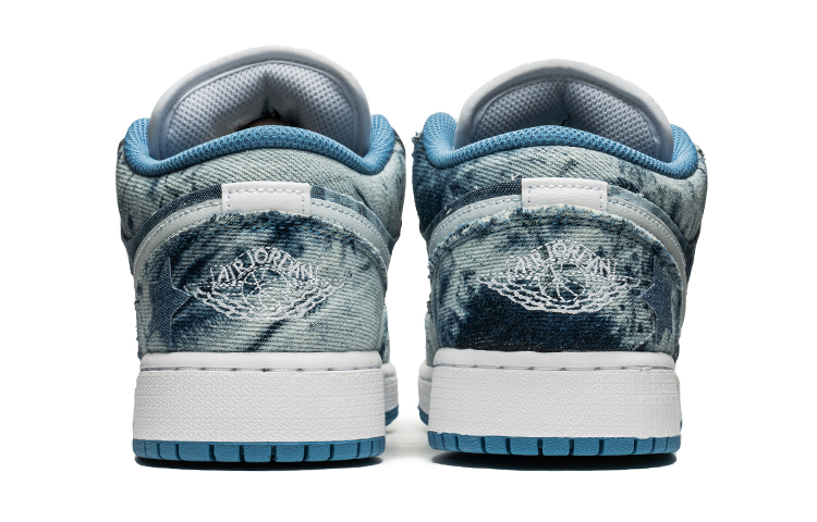 Shop 【訂製球鞋】Jordan Air Jordan 1 Low 野鶴製造 丹寧 牛仔貼布 五角星 低筒 復古籃球鞋 GS 白色