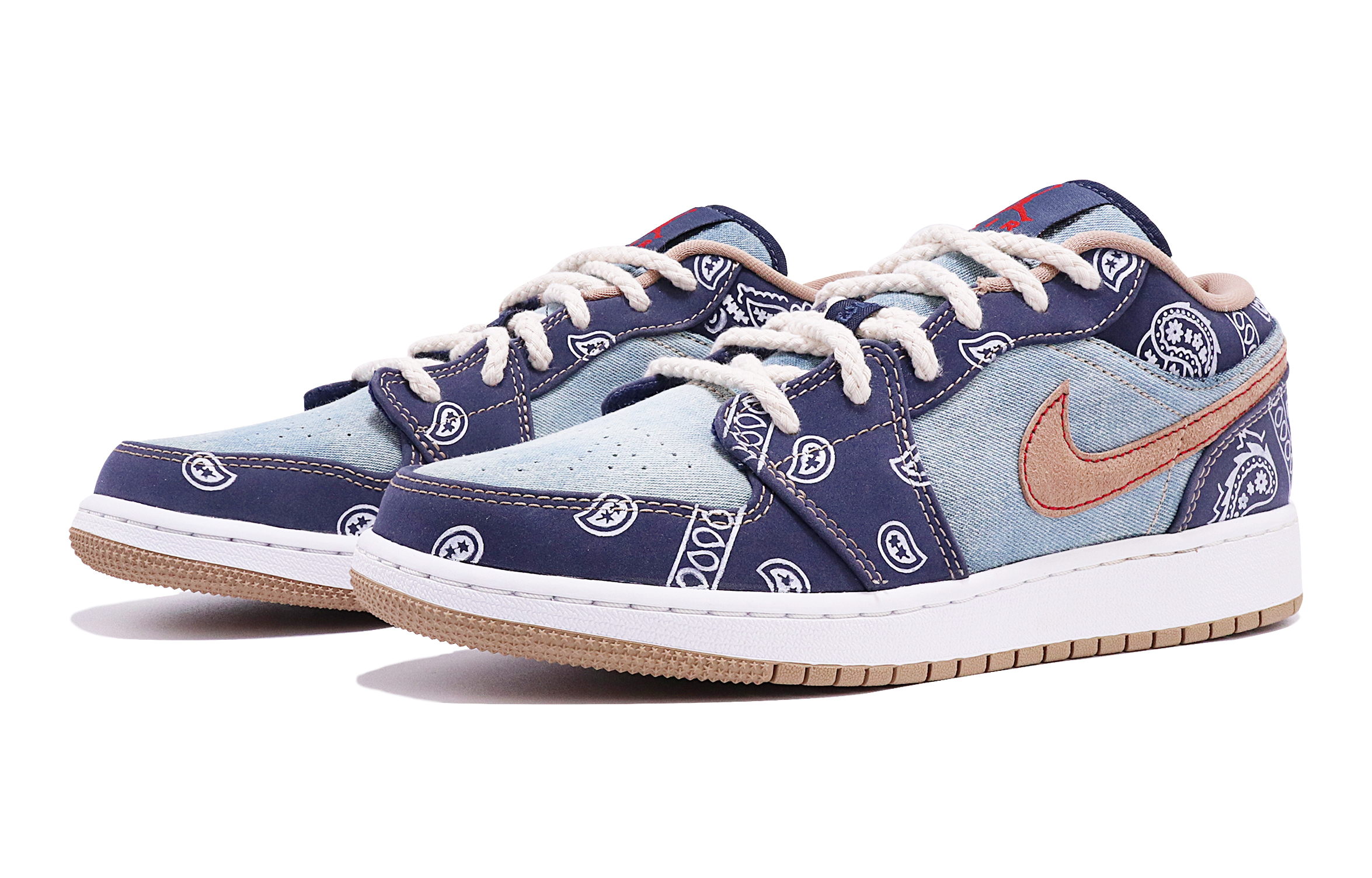 Lookbook カスタムシューズ] エアジョーダン1 ロー 'デニムウォッシュドフェイド' DM4692-400(TeamTen-女款牛仔腰果花)