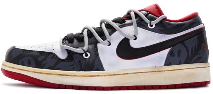 custom-shoes-air-jordan-1-low-despair-emotion-hand-painted-black-white-red