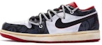 Buy 커스텀 에어 조던 1 로우 '절망' (검/흰/빨) 553558-163(Teamr-男款绝望情绪黑白红)