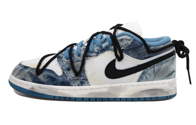 Order Zapatillas personalizadas Air Jordan 1 Low 'Denim Lavado Desgastado' DM8947-100(Team拾玖-牛仔做旧黑勾S-BOX）