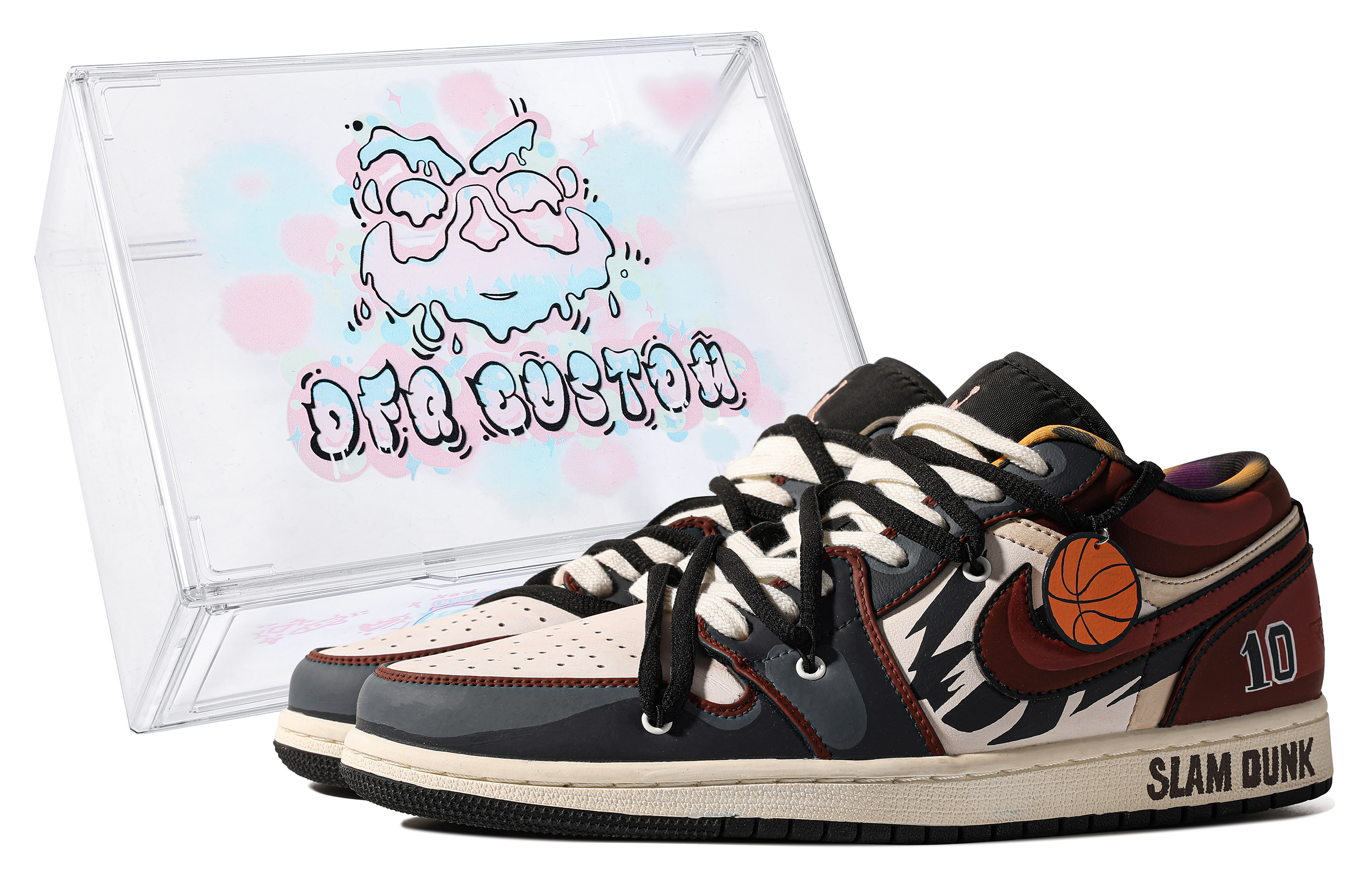 Buy [Sepatu Custom] Air Jordan 1 Low 'Distressed Merah-Hitam Kotak Spesial' DQ8422-001(TeamM-男款湘北10号S-BOX)