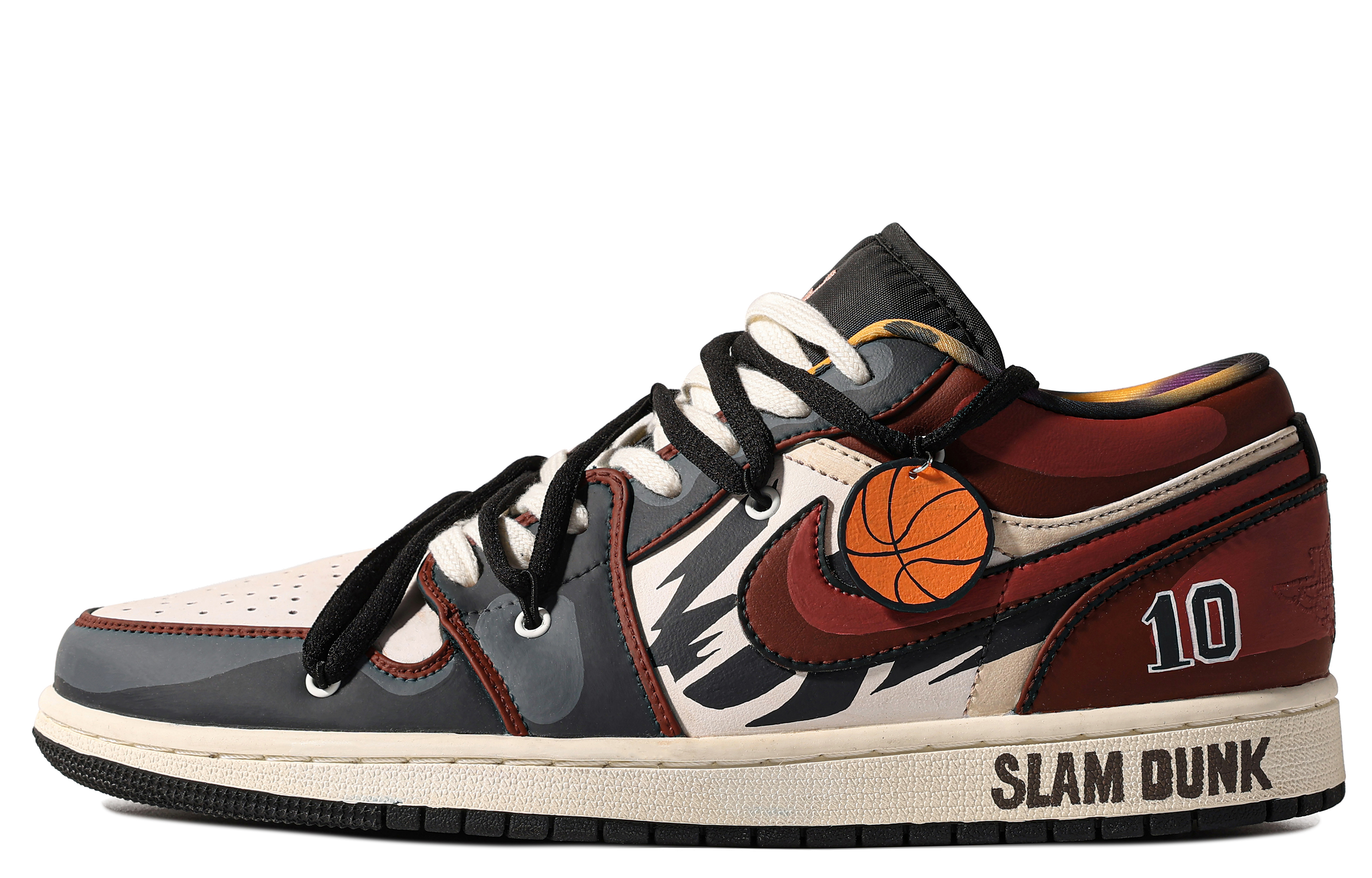 Order [Sepatu Custom] Air Jordan 1 Low 'Distressed Merah-Hitam Kotak Spesial' DQ8422-001(TeamM-男款湘北10号S-BOX)