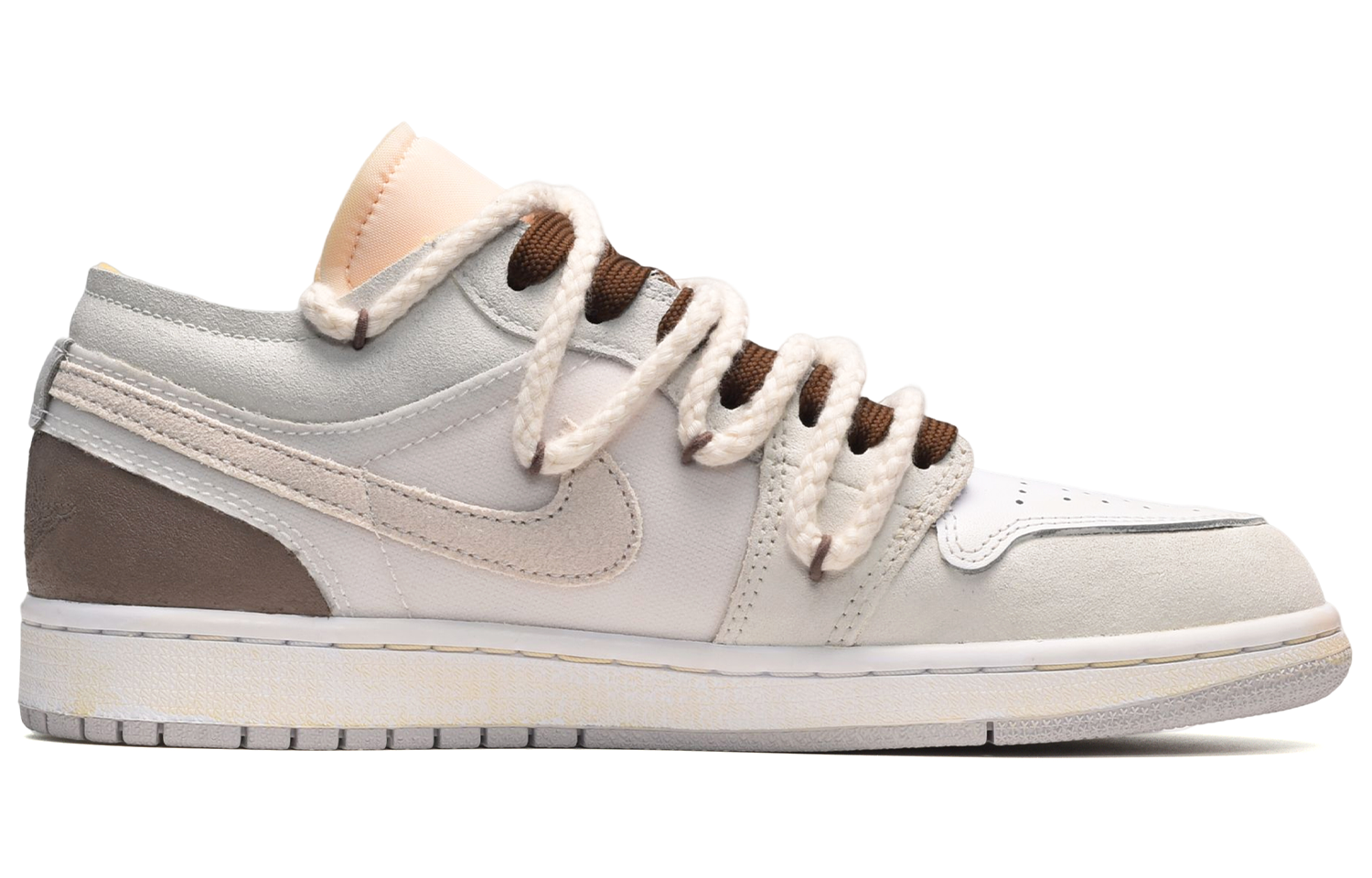 Order [Kasut Custom] Air Jordan 1 Low 'Distressed Teddy Bear' Anak Patung Lusuh DN1635-100(TeamE-男款立体小熊白黄棕)