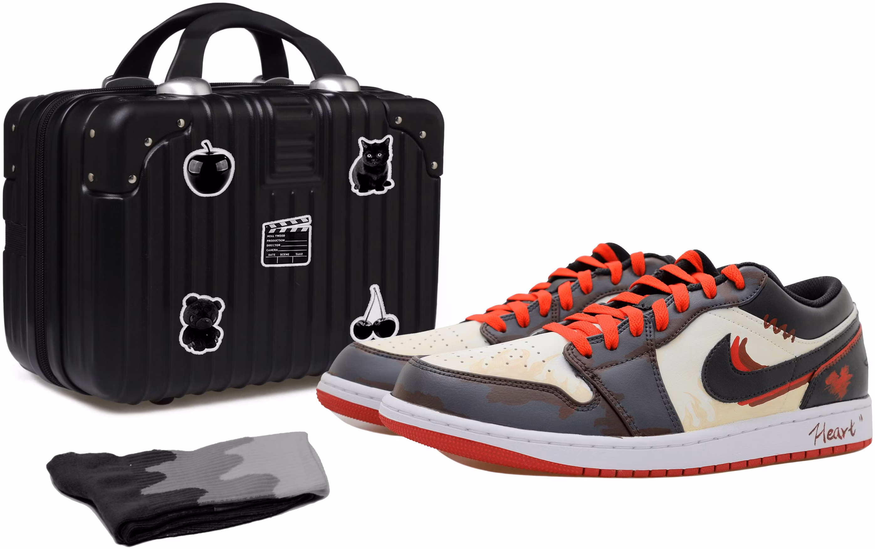 custom-shoes-air-jordan-1-low-distressed-triple-swoosh-heart-flame-graphic-black-red-yellow