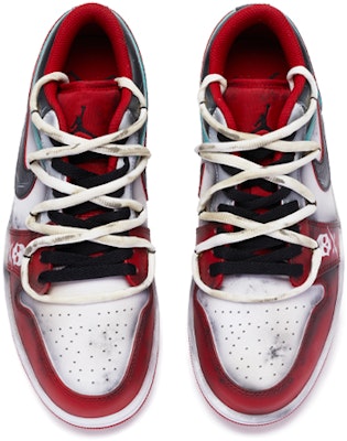 カスタムAJ1 ロー "ダメージ加工 白赤黒" 553558-163(TeamR-死亡证据男款白红黑) Shop カスタムAJ1 ロー "ダメージ加工 白赤黒" 553558-163(TeamR-死亡证据男款白红黑)