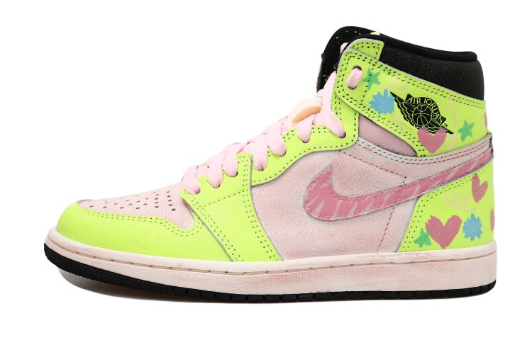 Order [カスタムシューズ] エアジョーダン1 ロー 'ドーパミングラフィティハート' 555088-702(Team拾玖-荧光绿涂鸦S-BOX)