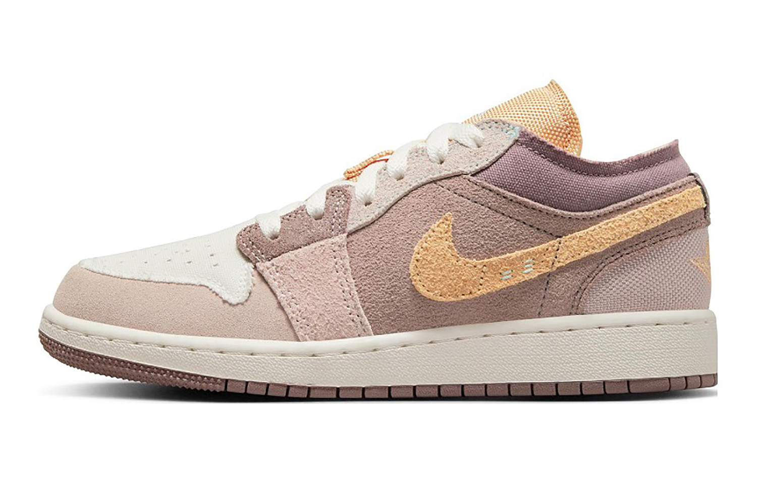 Cheap [Kasut Tersuai] Air Jordan 1 Low 'Dopamine Retro Susu Kopi' DZ4465-200(TeamE-女款复古奶咖紫白棕BOX)