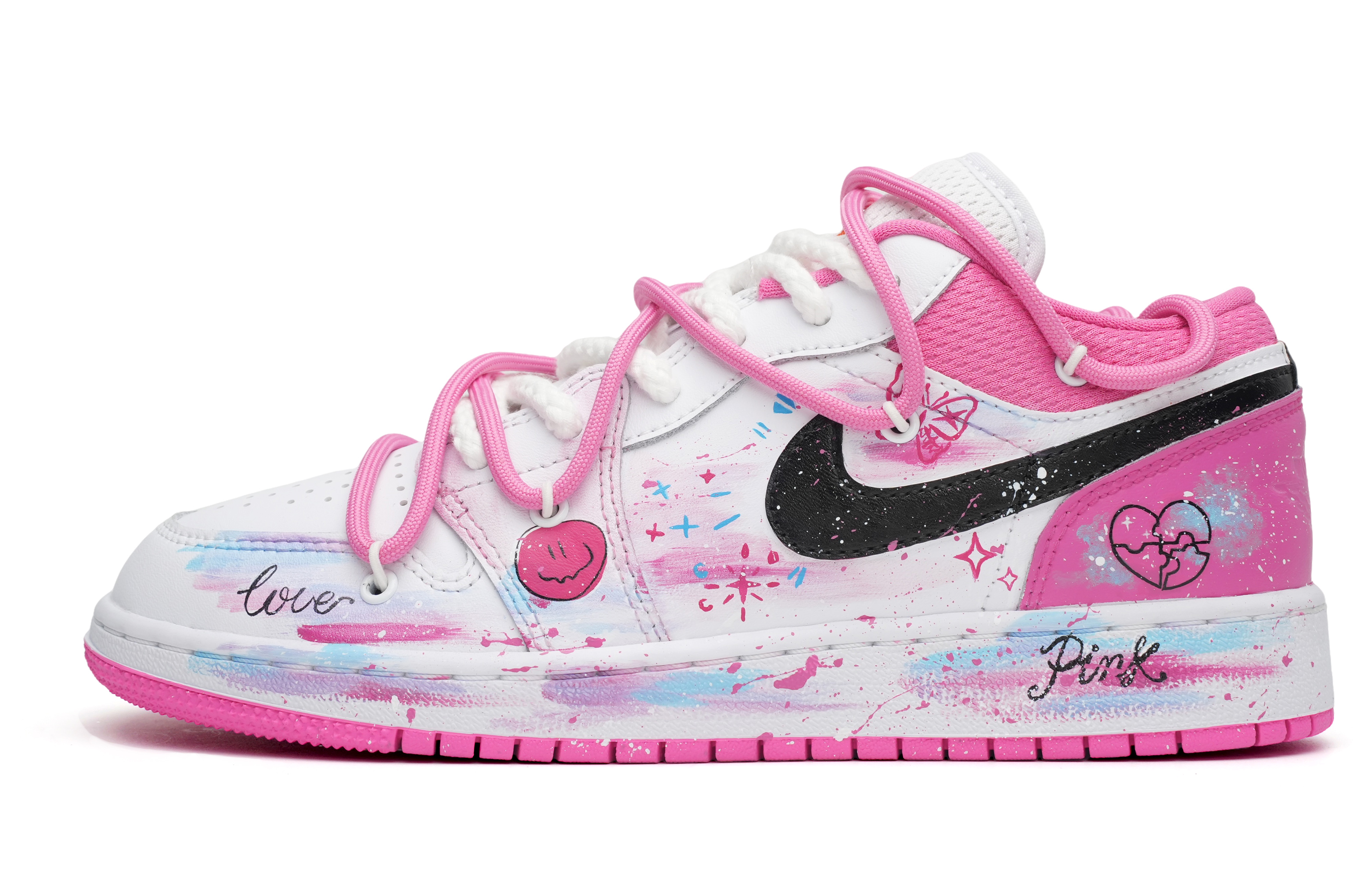 Buy [Sepatu Custom] Air Jordan 1 Low 'Dopamine Splatter Merah Muda Putih' DR9498-168(Team35--蓝粉少女)