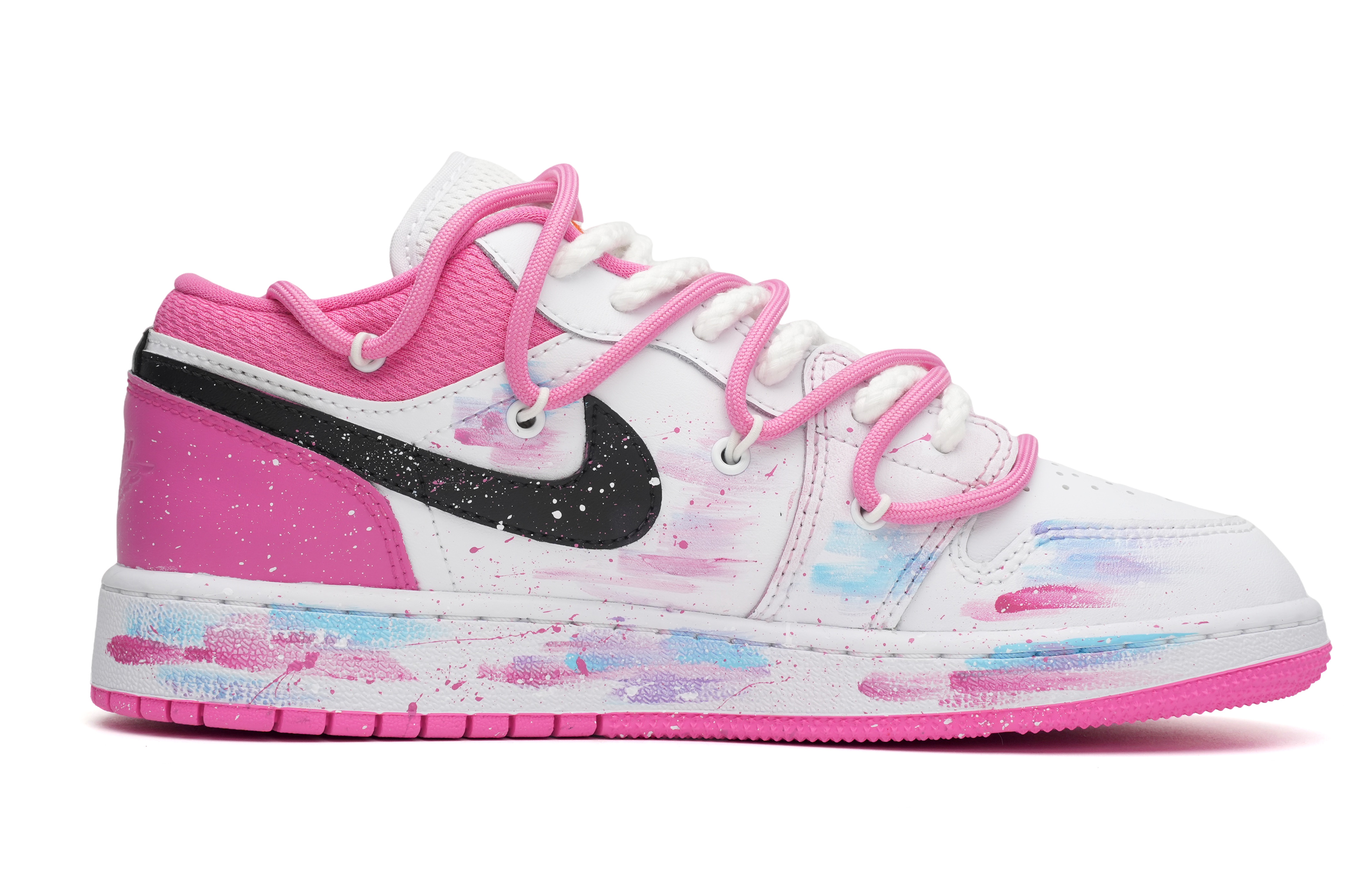 Order [Sepatu Custom] Air Jordan 1 Low 'Dopamine Splatter Merah Muda Putih' DR9498-168(Team35--蓝粉少女)