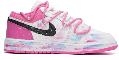 【定制球鞋】Jordan Air Jordan 1 Low 情緒多巴胺 潑墨塗鴉 低筒 復古籃球鞋 GS 粉白 Order 【定制球鞋】Jordan Air Jordan 1 Low 情緒多巴胺 潑墨塗鴉 低筒 復古籃球鞋 GS 粉白