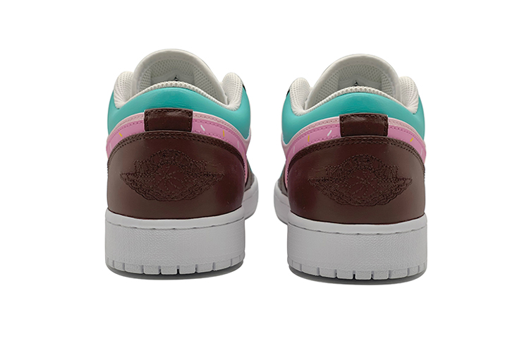 Shop オーダーメイドシューズ】エアジョーダン1 ロウ「ドーナツグリーンピンクブラウン」 553560-130(TeamD-美食主题女款甜甜圈绿粉棕)