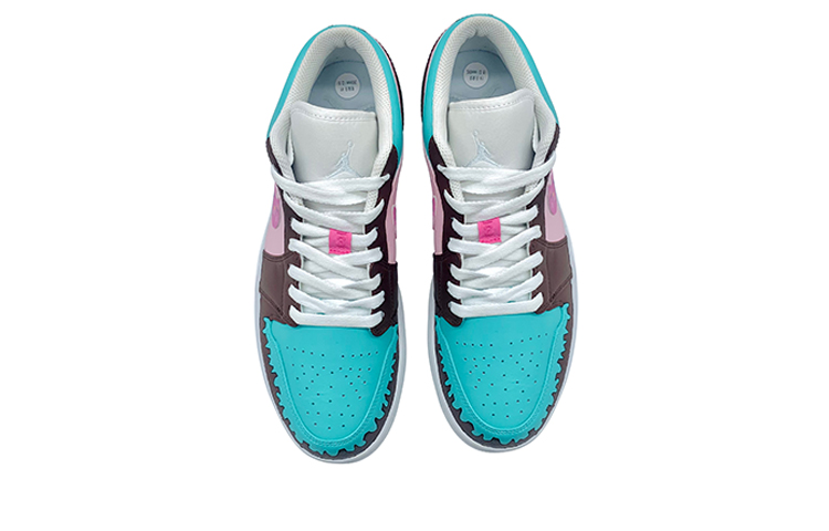 Purchase オーダーメイドシューズ】エアジョーダン1 ロウ「ドーナツグリーンピンクブラウン」 553560-130(TeamD-美食主题女款甜甜圈绿粉棕)