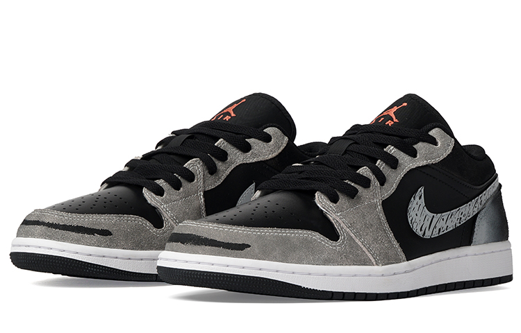 Shop [Kasut Custom] Air Jordan 1 Low 'Tahun Baru Naga - Gradient Tinta Abu Hitam' DX4334-008(Team拾柒-男款低帮括号球鞋灰黑)