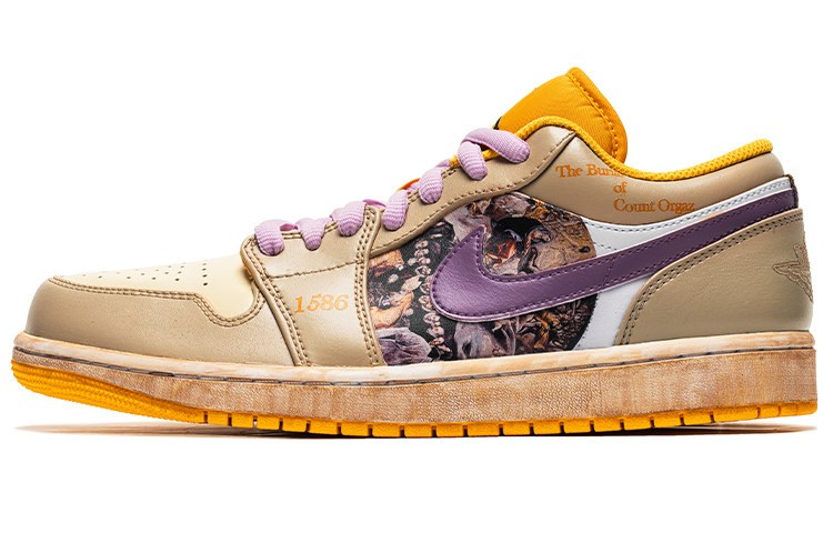 Order [定制鞋] Air Jordan 1 Low 'Earl's Funeral - 白黄' 553558-701(TeamB-男款伯爵的葬礼C-BOX)