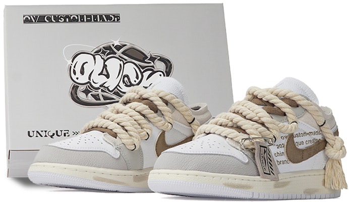 【定制球鞋】喬丹 Air Jordan 1 低幫 牛皮 淨土 大地色系 廢墟風 做舊 解構 百搭 復古籃球鞋 GS 白灰棕 Buy 【定制球鞋】喬丹 Air Jordan 1 低幫 牛皮 淨土 大地色系 廢墟風 做舊 解構 百搭 復古籃球鞋 GS 白灰棕