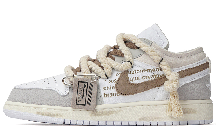 Order [Zapatillas Personalizadas] Air Jordan 1 Low 'Ruinas Terrosas' FB9139-002(Team拾柒-女款低帮净土球鞋白灰棕)