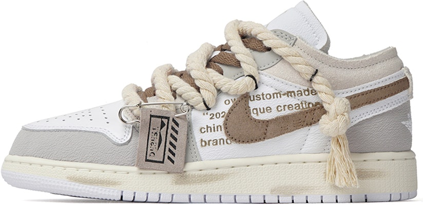 【定制球鞋】喬丹 Air Jordan 1 低幫 牛皮 淨土 大地色系 廢墟風 做舊 解構 百搭 復古籃球鞋 GS 白灰棕 Order 【定制球鞋】喬丹 Air Jordan 1 低幫 牛皮 淨土 大地色系 廢墟風 做舊 解構 百搭 復古籃球鞋 GS 白灰棕