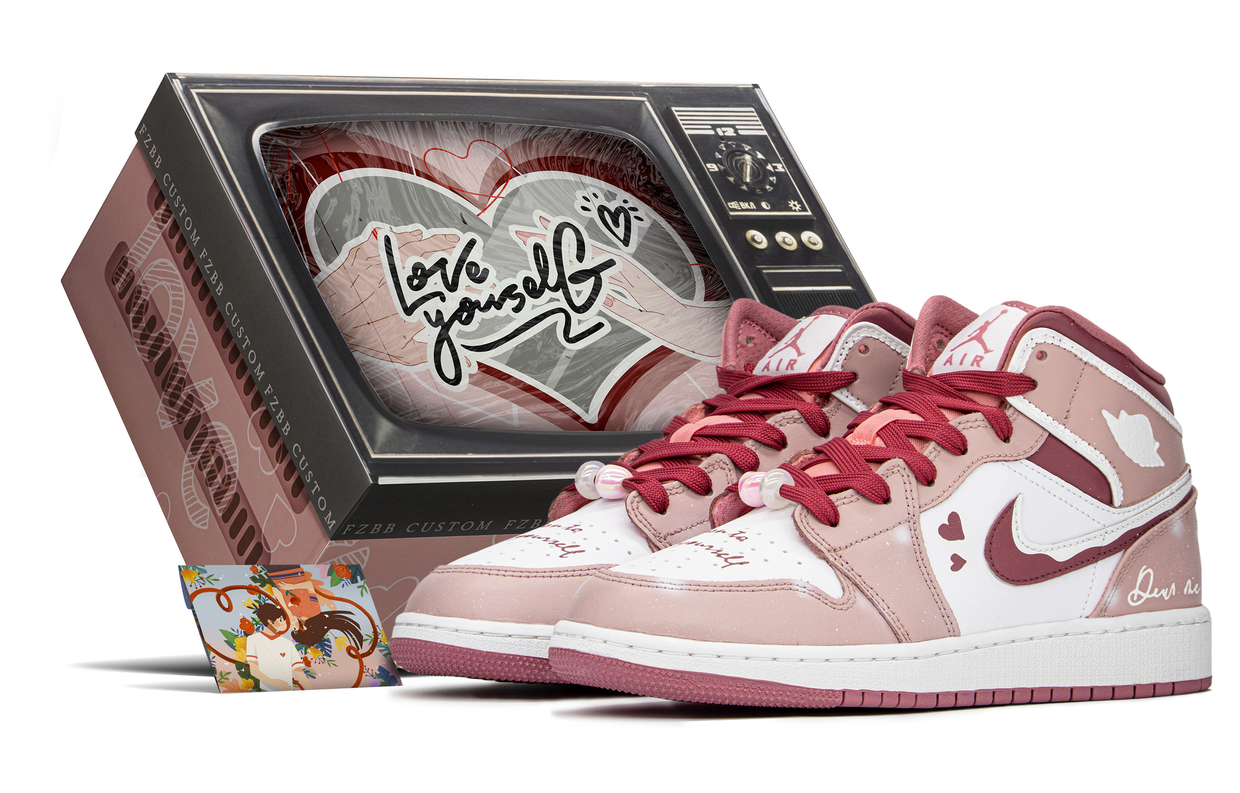 Buy エアジョーダン1 Low "妖精ピンク白" (AJ1 Lowカスタム) DQ8423-616(TeamA-精灵女孩S-BOX)