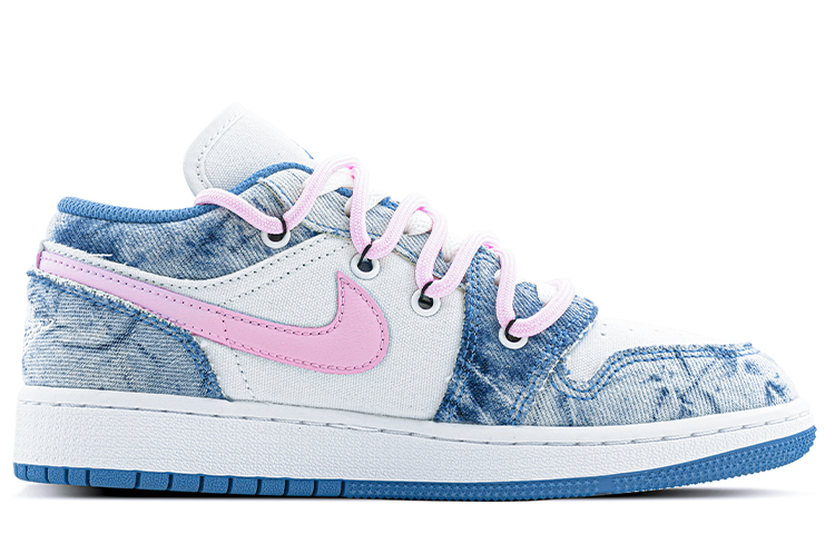 Order [Sepatu Kustom] Air Jordan 1 Low 'Denim Bunga Terbilas' DM8947-100(Team肆-丹宁水洗解构樱花QD)