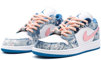 カスタムAJ1 ロー "花柄デニム落書き" 白青 DM8947-100(Team肆-丹宁水洗花卉A) Lookbook カスタムAJ1 ロー "花柄デニム落書き" 白青 DM8947-100(Team肆-丹宁水洗花卉A)