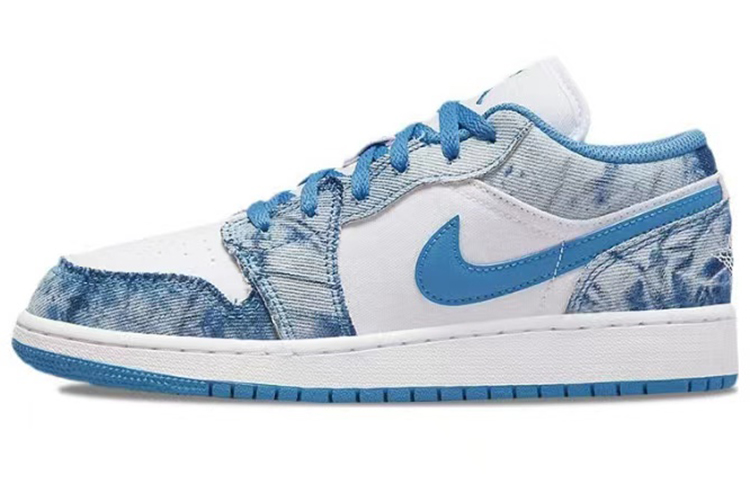 Details for 【定制鞋款】Air Jordan 1 低帮'花卉水洗牛仔涂鸦 白蓝' DM8947-100(Team肆-丹宁水洗花卉A)