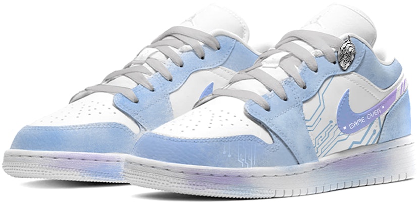 에어 조던 1 로우 '게임 오버' 커스텀 (Air Jordan 1 Low 'Game Over' Custom) 553558-112(TeamE男款GAMEOVER白蓝紫) Lookbook 에어 조던 1 로우 '게임 오버' 커스텀 (Air Jordan 1 Low 'Game Over' Custom) 553558-112(TeamE男款GAMEOVER白蓝紫)