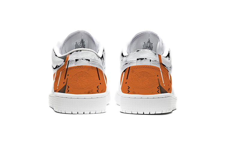 Shop [Kasut Tersuai] Air Jordan 1 Low 'Tema Permainan Putih Jingga Hitam' 553558-112(TeamE-男款白橙黑）