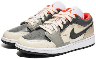 【定制球鞋】 Jordan Air Jordan 1 Low 塗鴉藝術 縫線 防滑耐磨 低幫 復古籃球鞋 GS 灰棕 Shop 【定制球鞋】 Jordan Air Jordan 1 Low 塗鴉藝術 縫線 防滑耐磨 低幫 復古籃球鞋 GS 灰棕