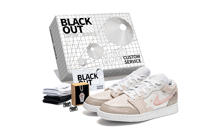 Buy [Kasut Custom] Air Jordan 1 Low 'Grafiti Coklat-Merah Jambu' 553560-130(Team22-涂鸦艺术棕粉A-BOX)