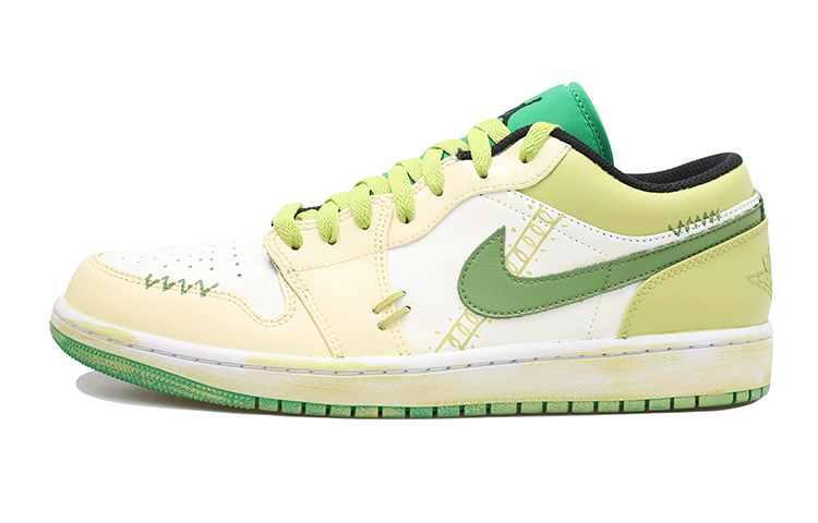 Order [Sepatu Custom] Air Jordan 1 Low 'Graffiti Pistachio dan Avocado' 553558-065(Team拾玖-芝士开心果S-BOX）