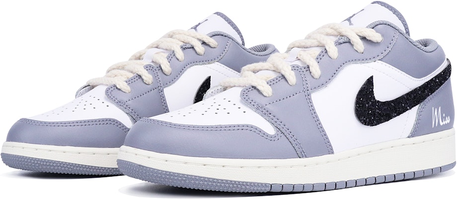 【定制球鞋】Jordan Air Jordan 1 Low 塗鴉 亮片 縫紉 低幫 復古籃球鞋 GS 灰白黑 Lookbook 【定制球鞋】Jordan Air Jordan 1 Low 塗鴉 亮片 縫紉 低幫 復古籃球鞋 GS 灰白黑