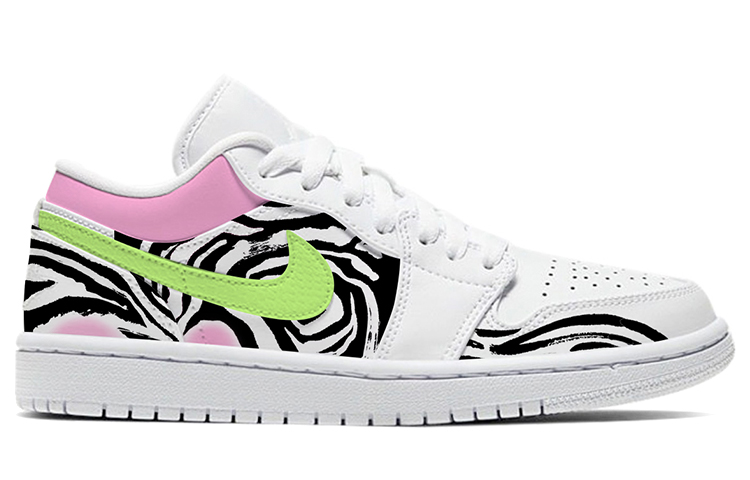 Order [Sepatu Kustom] Air Jordan 1 Low 'Graffiti Zebra' 553558-112(TeamE-男女款绑架斑马黑白粉)