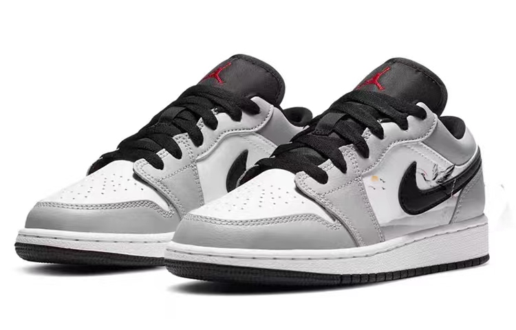 Lookbook [Sepatu Custom] Air Jordan 1 Low 'Crane Pine Sunrise Gray Mist' 553558-030(Team56-仙鹤松山)