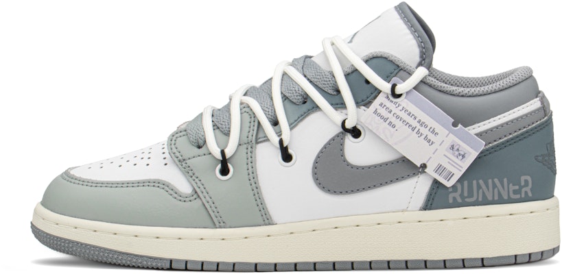 【定制球鞋】 Jordan Air Jordan 1 FZBB 作家 高街 低筒 復古籃球鞋 GS 灰藍 Order 【定制球鞋】 Jordan Air Jordan 1 FZBB 作家 高街 低筒 復古籃球鞋 GS 灰藍