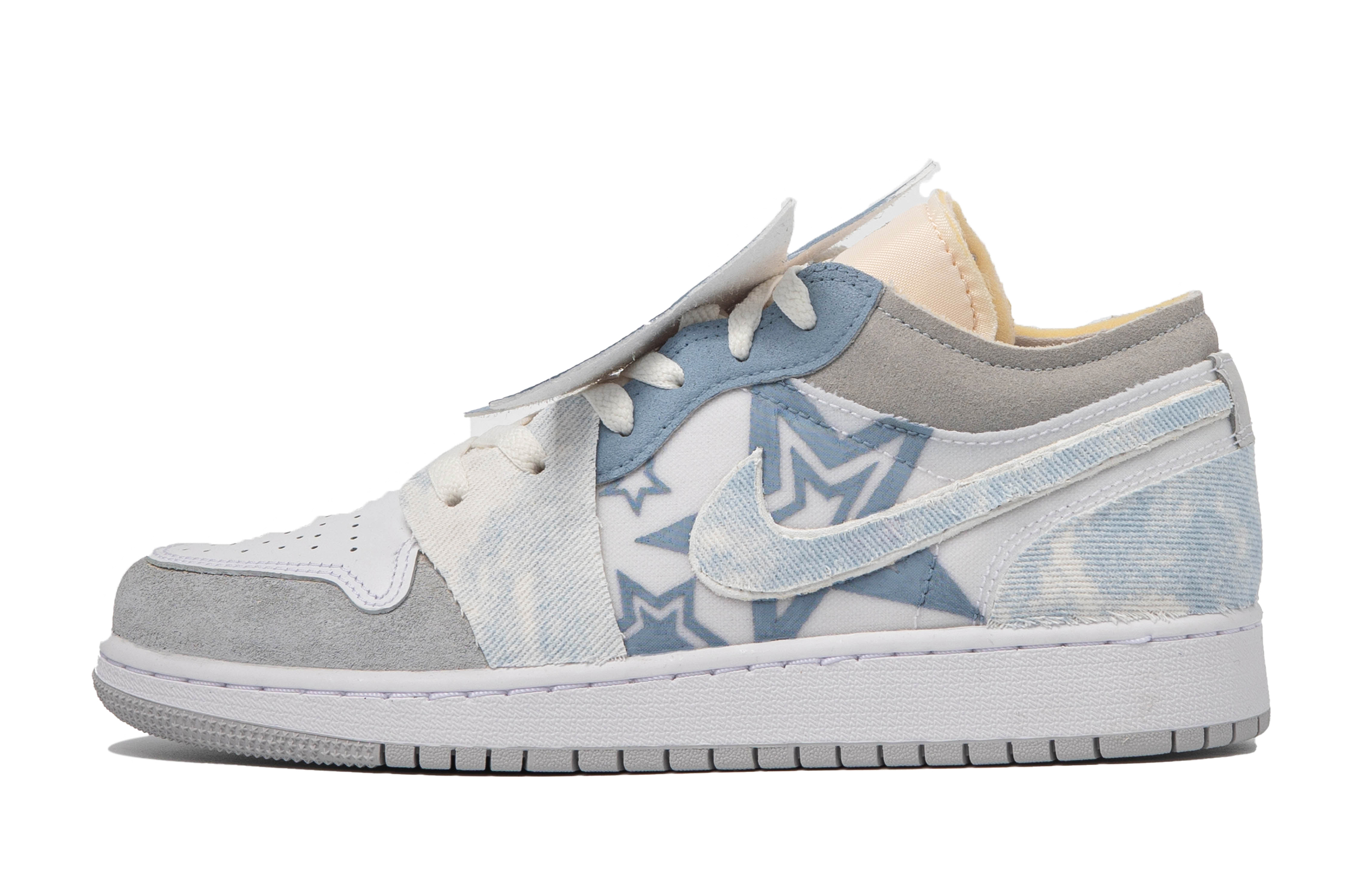 Order [定制鞋] Air Jordan 1 Low '灰蓝扎染' DQ3727-100(TeamM-女款星落S-BOX)