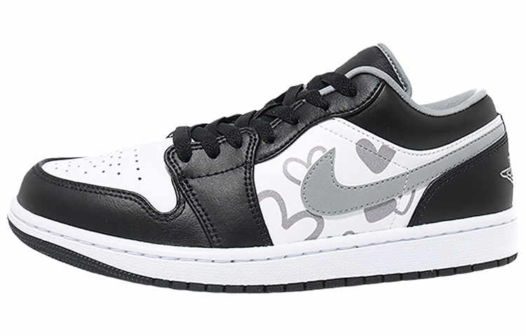 Buy 【定制球鞋】Jordan Air Jordan 1 Low 灰色愛心 冷淡輕奢 耐磨 低筒 復古籃球鞋 男女同款 黑白