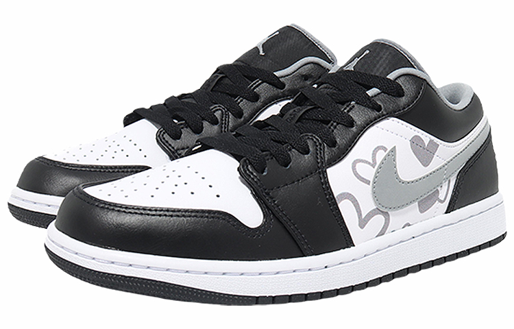 Lookbook 【定制球鞋】Jordan Air Jordan 1 Low 灰色愛心 冷淡輕奢 耐磨 低筒 復古籃球鞋 男女同款 黑白