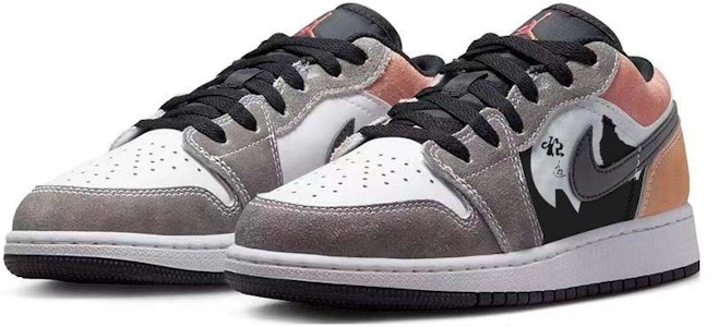 【訂製球鞋】 Jordan Air Jordan 1 星空月色 狼山圖騰 狼道精神 減震防滑 低筒 復古籃球鞋 GS 灰白 Lookbook 【訂製球鞋】 Jordan Air Jordan 1 星空月色 狼山圖騰 狼道精神 減震防滑 低筒 復古籃球鞋 GS 灰白