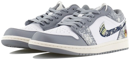 【訂製球鞋】Jordan Air Jordan 1 Low 雪花圖案 鈴鐺響鈴鈴 氛圍感 低幫 復古籃球鞋 男款 灰白 Lookbook 【訂製球鞋】Jordan Air Jordan 1 Low 雪花圖案 鈴鐺響鈴鈴 氛圍感 低幫 復古籃球鞋 男款 灰白