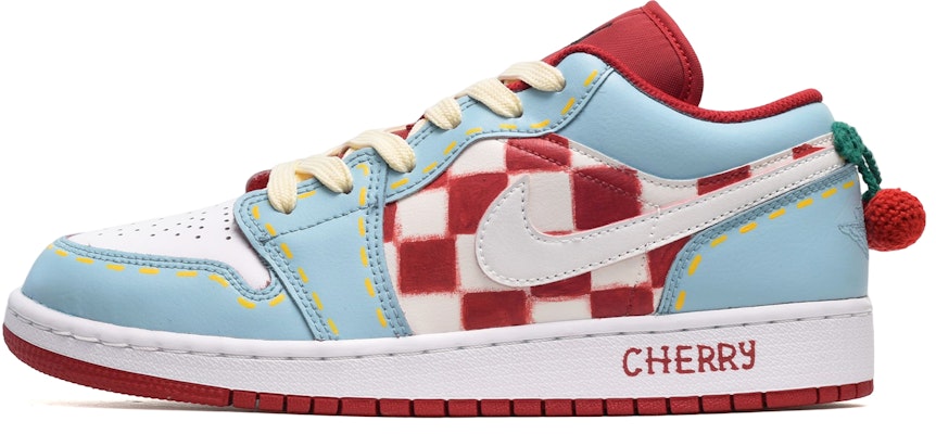 【定製球鞋】 Jordan Air Jordan 1 Low 手繪方格 櫻桃 低筒 復古籃球鞋 男款 紅白藍 Buy 【定製球鞋】 Jordan Air Jordan 1 Low 手繪方格 櫻桃 低筒 復古籃球鞋 男款 紅白藍