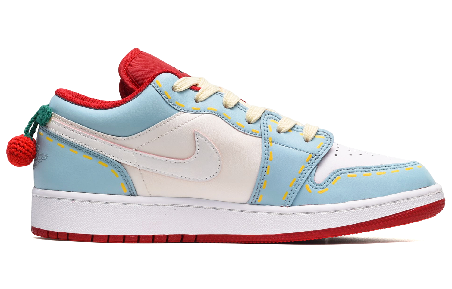 Order [定制鞋] 手绘棋盘樱桃红白蓝 Air Jordan 1 Low 553558-163(TeamE-男款樱桃红白蓝)