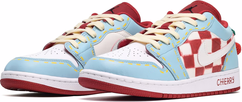 【定製球鞋】 Jordan Air Jordan 1 Low 手繪方格 櫻桃 低筒 復古籃球鞋 男款 紅白藍 Lookbook 【定製球鞋】 Jordan Air Jordan 1 Low 手繪方格 櫻桃 低筒 復古籃球鞋 男款 紅白藍